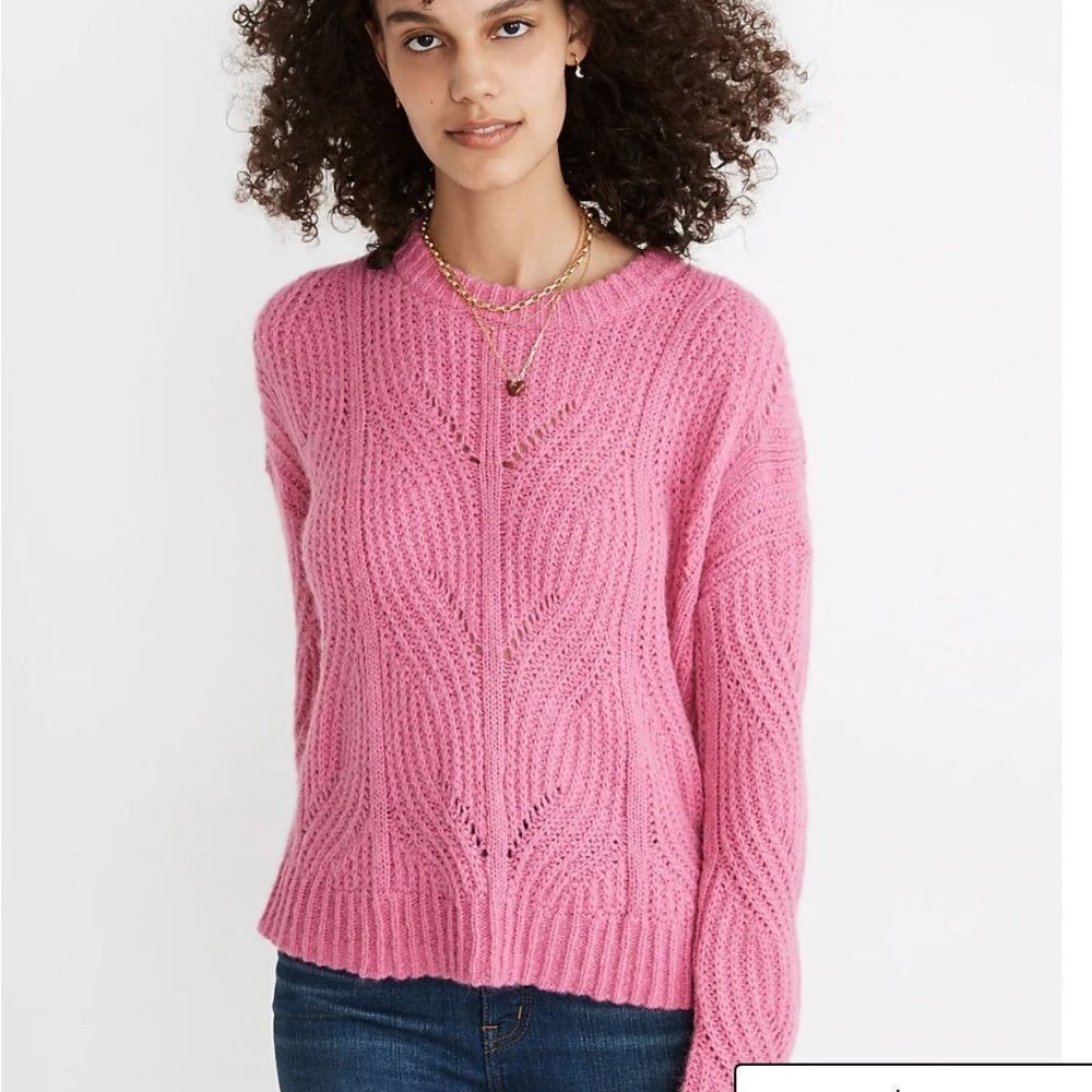 Madewell Charley Alpaca Blend Pullover Sweater Pink Size Small Cozycore NWT
